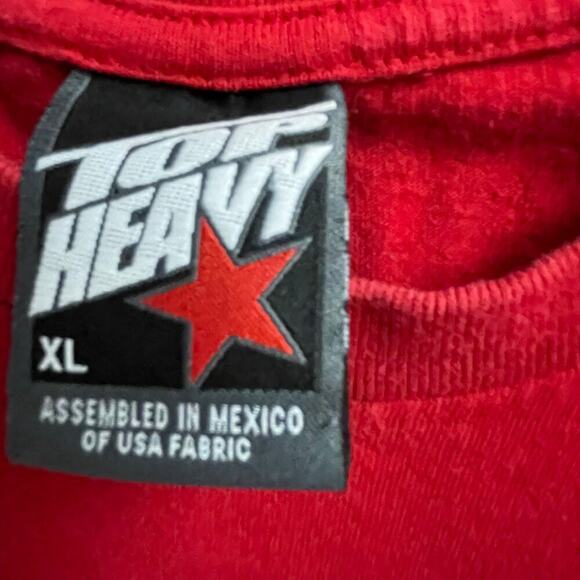 Top Heavy Vintage XL Red Short Sleeve Scorpion Bay Grunge Y2K 90s - Picture 3 of 4